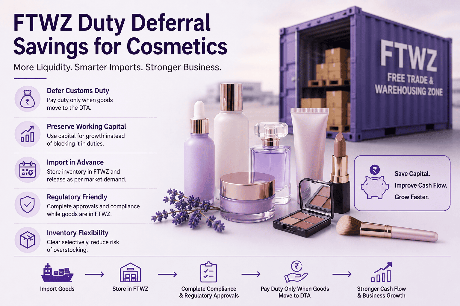 FTWZ Duty Deferral Savings Cosmetics: How Much Working Capital Can You Save? 